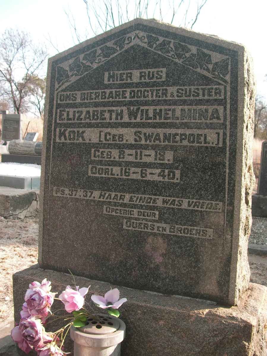 KOK Elizabeth Wilhelmina nee SWANEPOEL 1918-1940