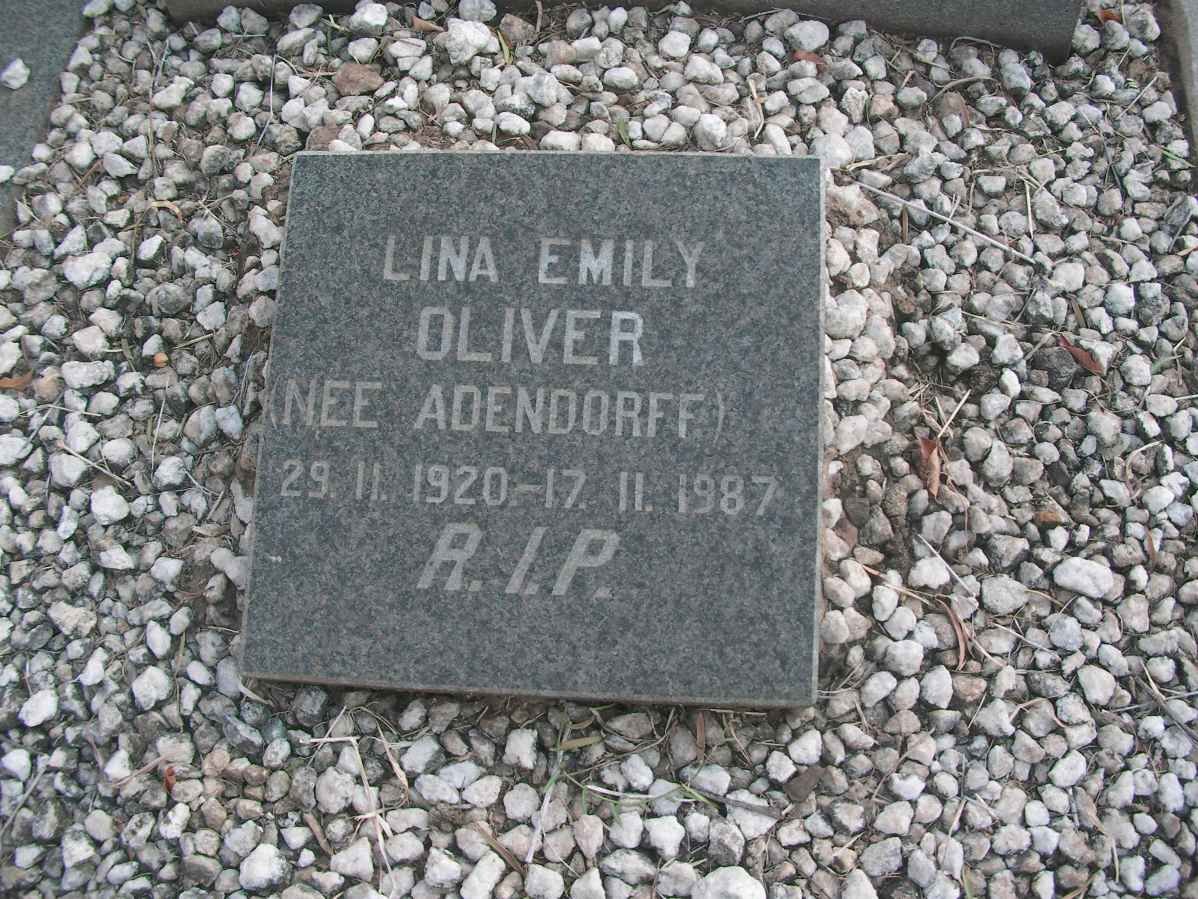OLIVER Lina Emily nee ADENDORFF 1920-1987