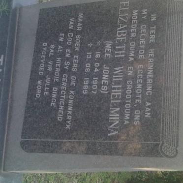 WAL Elizabeth Wilhelmina, van der nee JONES 1907-1989