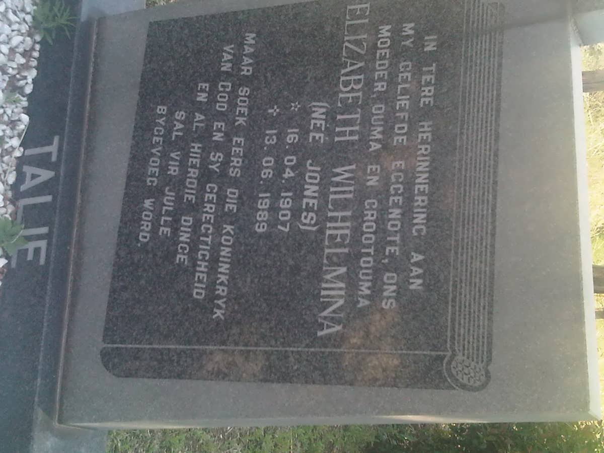 WAL Elizabeth Wilhelmina, van der nee JONES 1907-1989