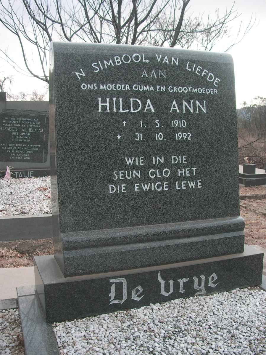 VRYE Hilda Ann, de 1910-1992