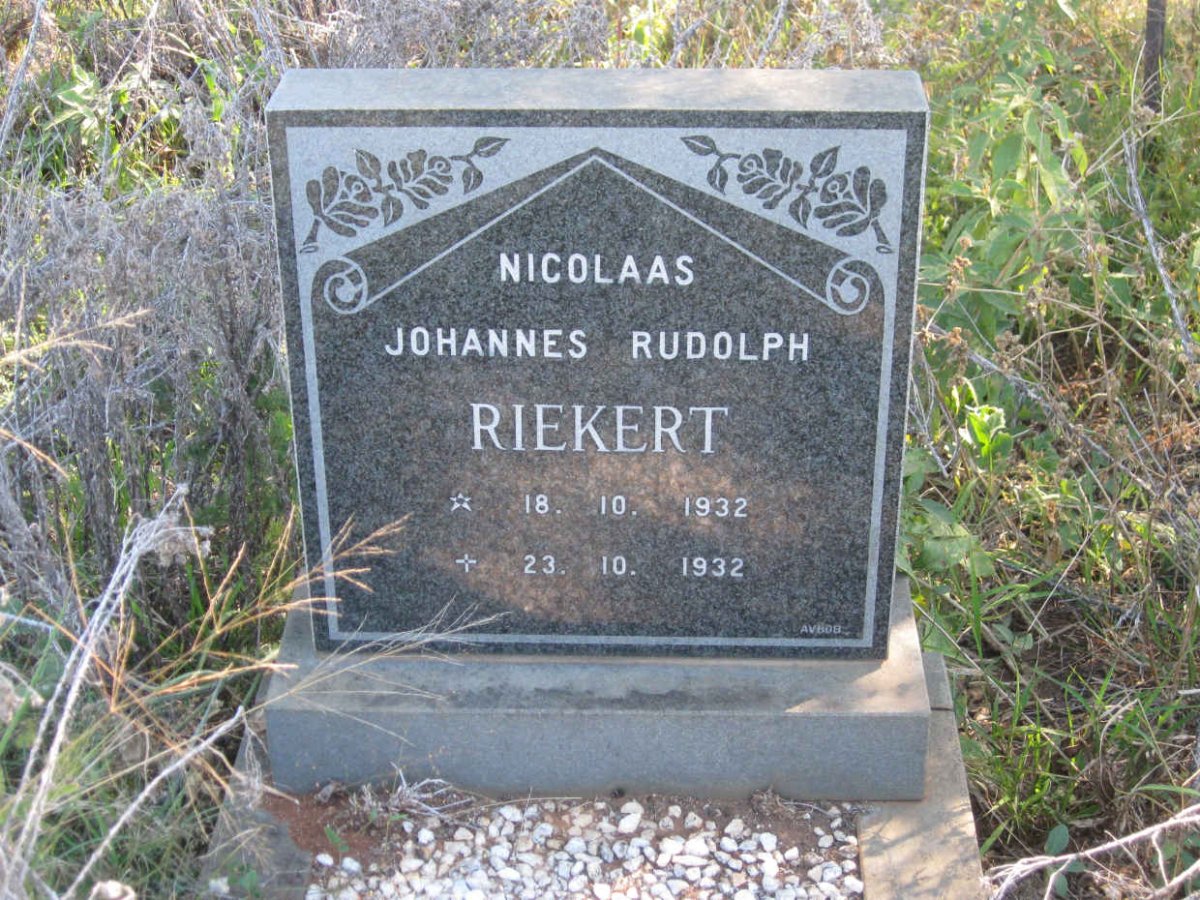 RIEKERT Nicolaas Johannes Rudolph 1932-1932