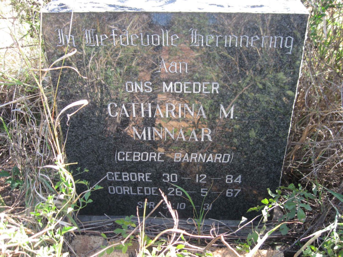 MINNAAR Catharina M. nee BARNARD 1884-1967