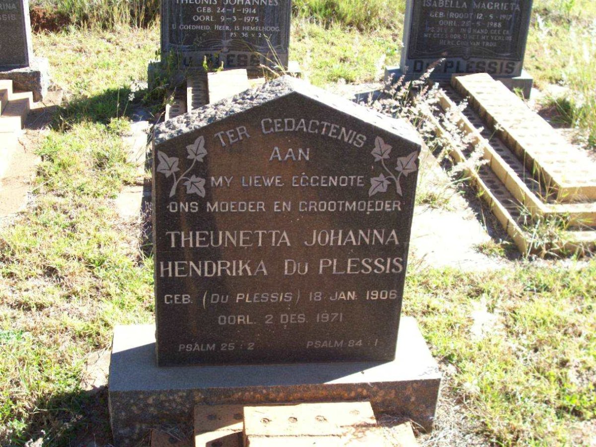 PLESSIS Theunetta Johanna Hendrika, du nee DU PLESSIS 1906-1971