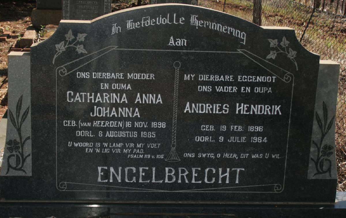 ENGELBRECHT Andries Hendrik 1896-1964 &amp; Catharina Anna Johanna VAN HEERDEN 1898-1985
