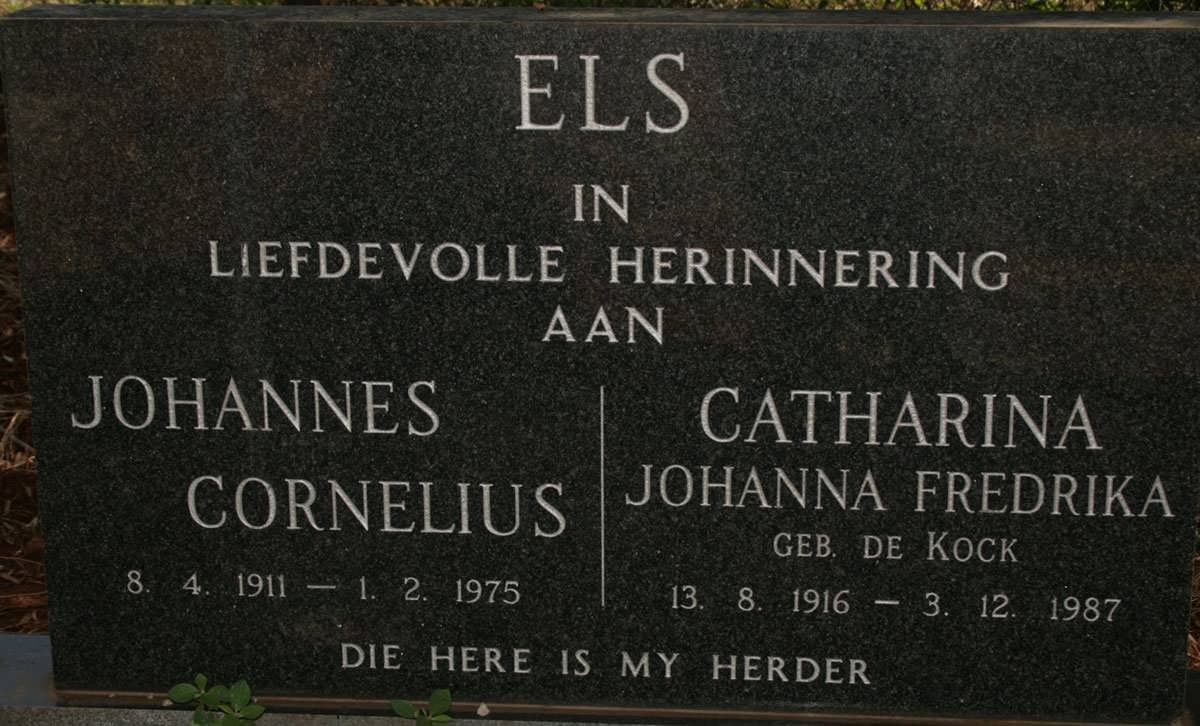 ELS Johannes Cornelius 1911-1975 &amp; Catharina Johanna Fredrika DE KOCK 1916-1987