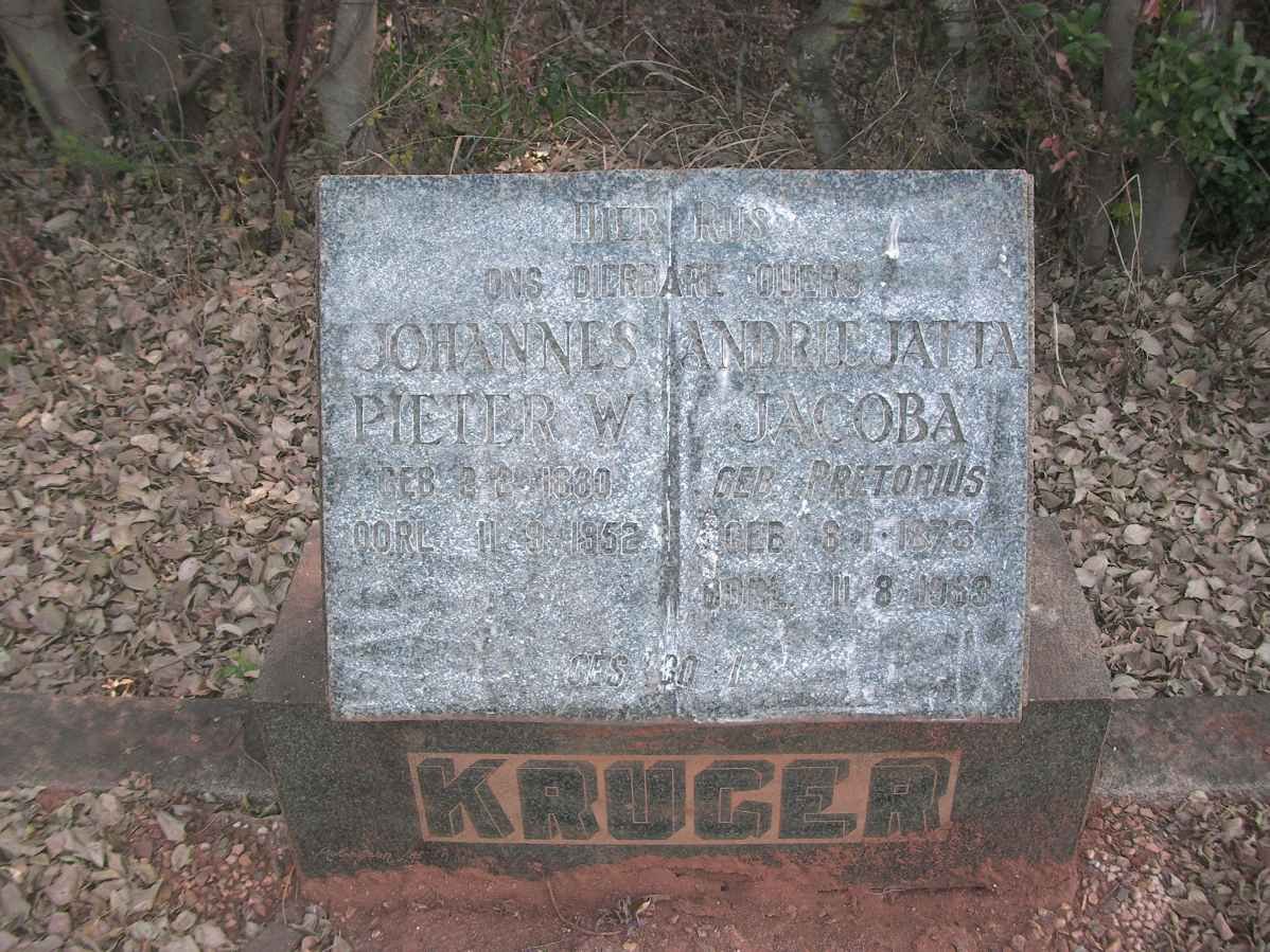 KRUGER Johannes Pieter W. 1880-1952 &amp; Andriejatta Jacoba PRETORIUS 1873-1953