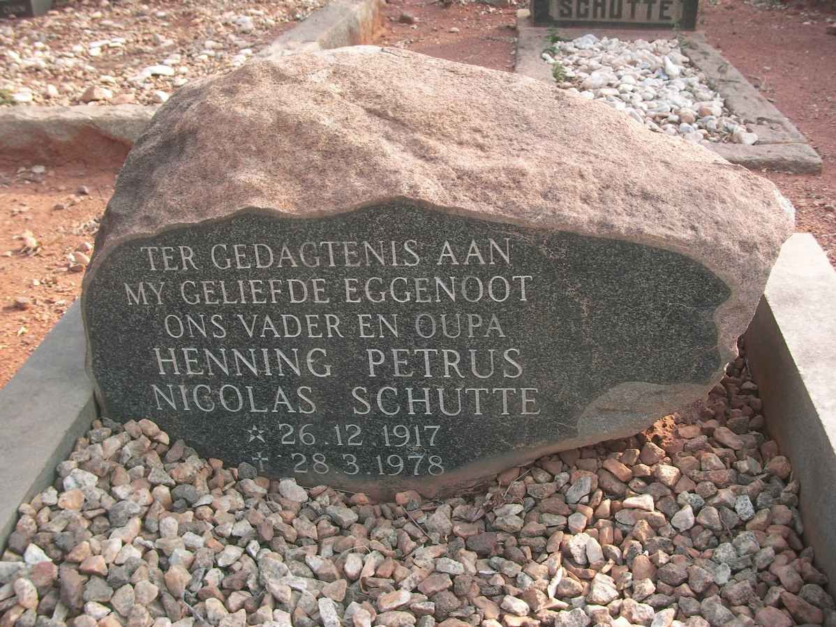 SCHUTTE Henning Petrus Nicolas 1917-1978
