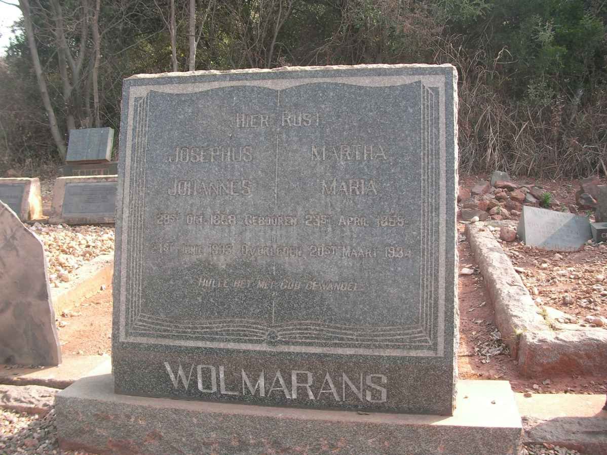 WOLMARANS Josephus Johannes 1868-1933 &amp; Martha Maria 1859-1934