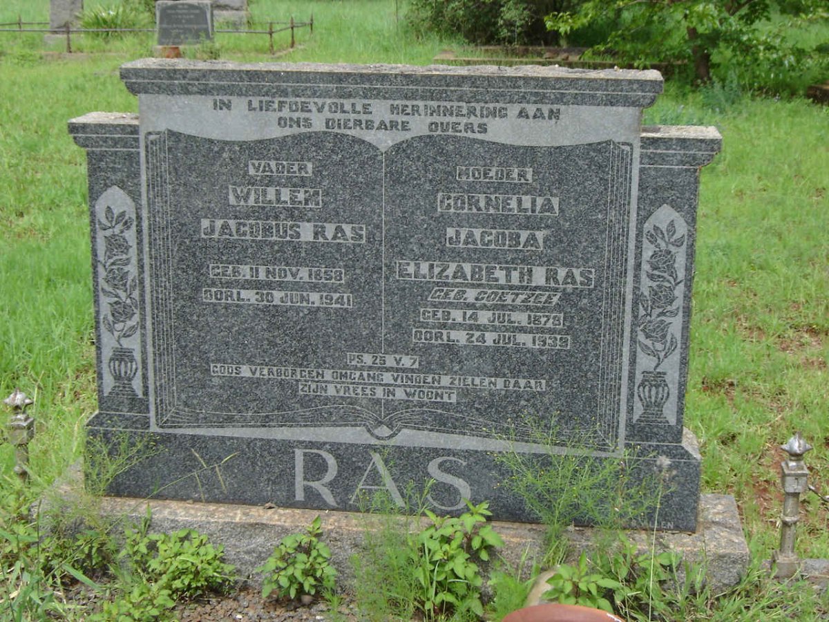 RAS Willem Jacobus 1858-1941 &amp; Cornelia Jacoba Elizabeth COETZEE 1873-1939