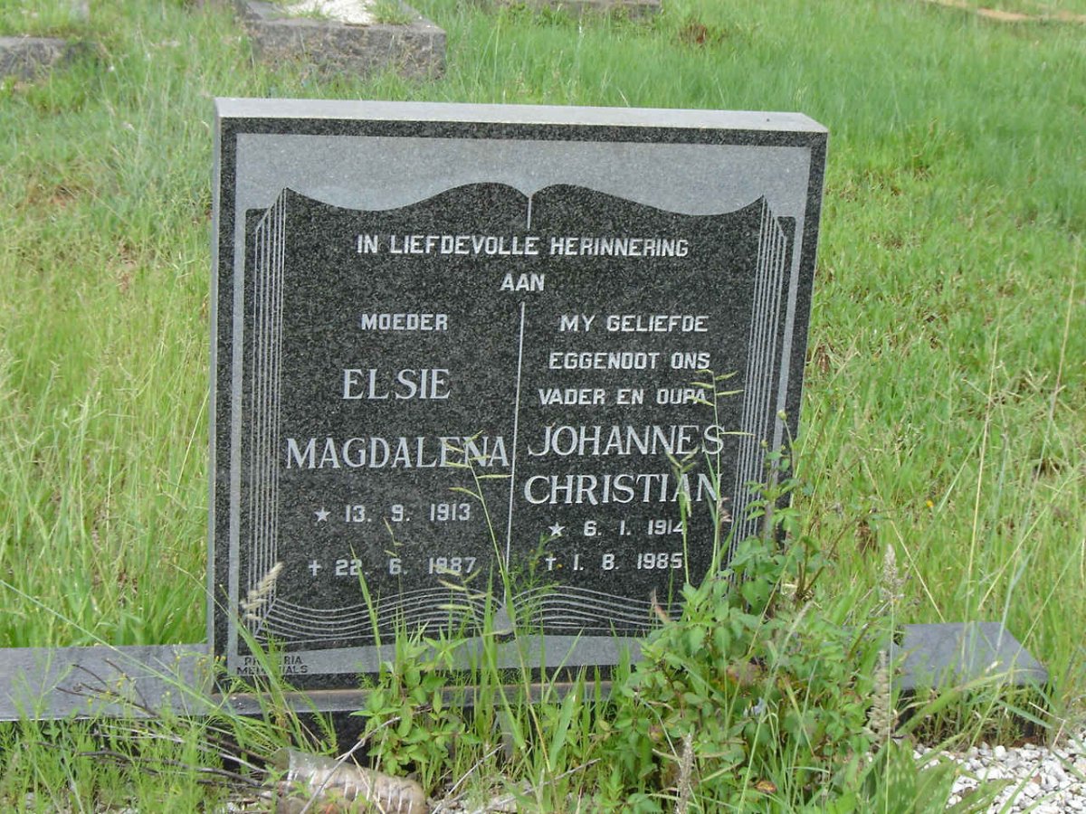 RAS Johannes Christian 1914-1985 &amp; Elsie Magdalena 1913-1987