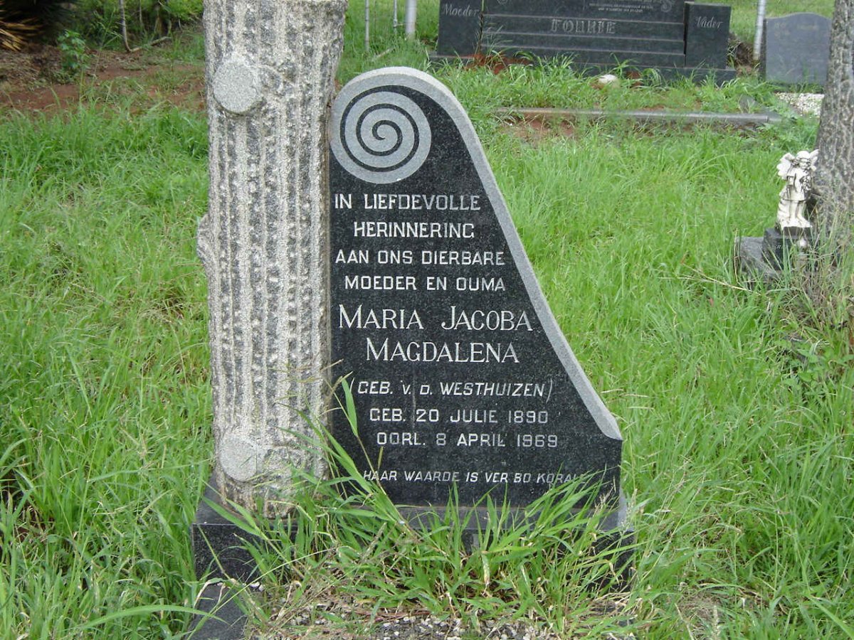 STANDER Maria Jacoba Magdalena nee V.D. WESTHUIZEN 1890-1969