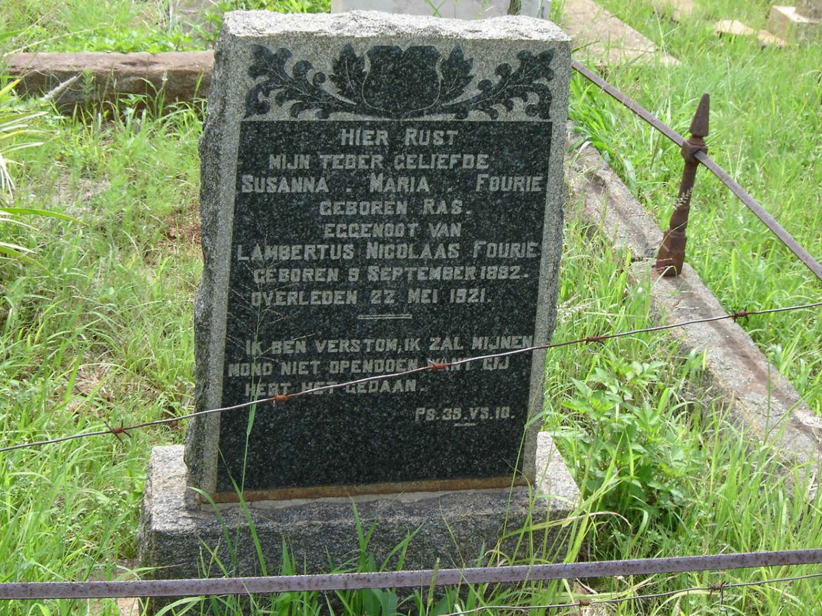 FOURIE Susanna Maria nee RAS 1882-1921