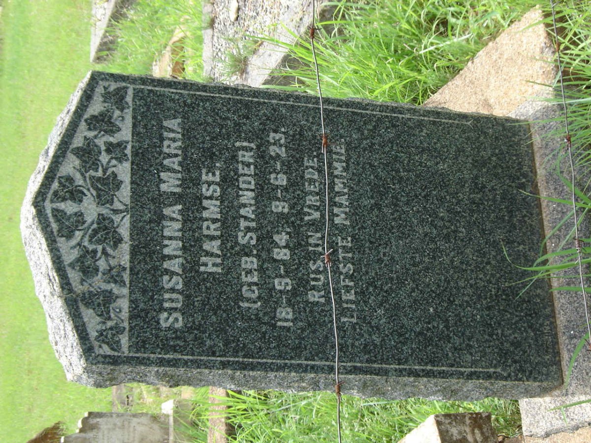 HARMSE Susanna Maria nee STANDER 1884-1923
