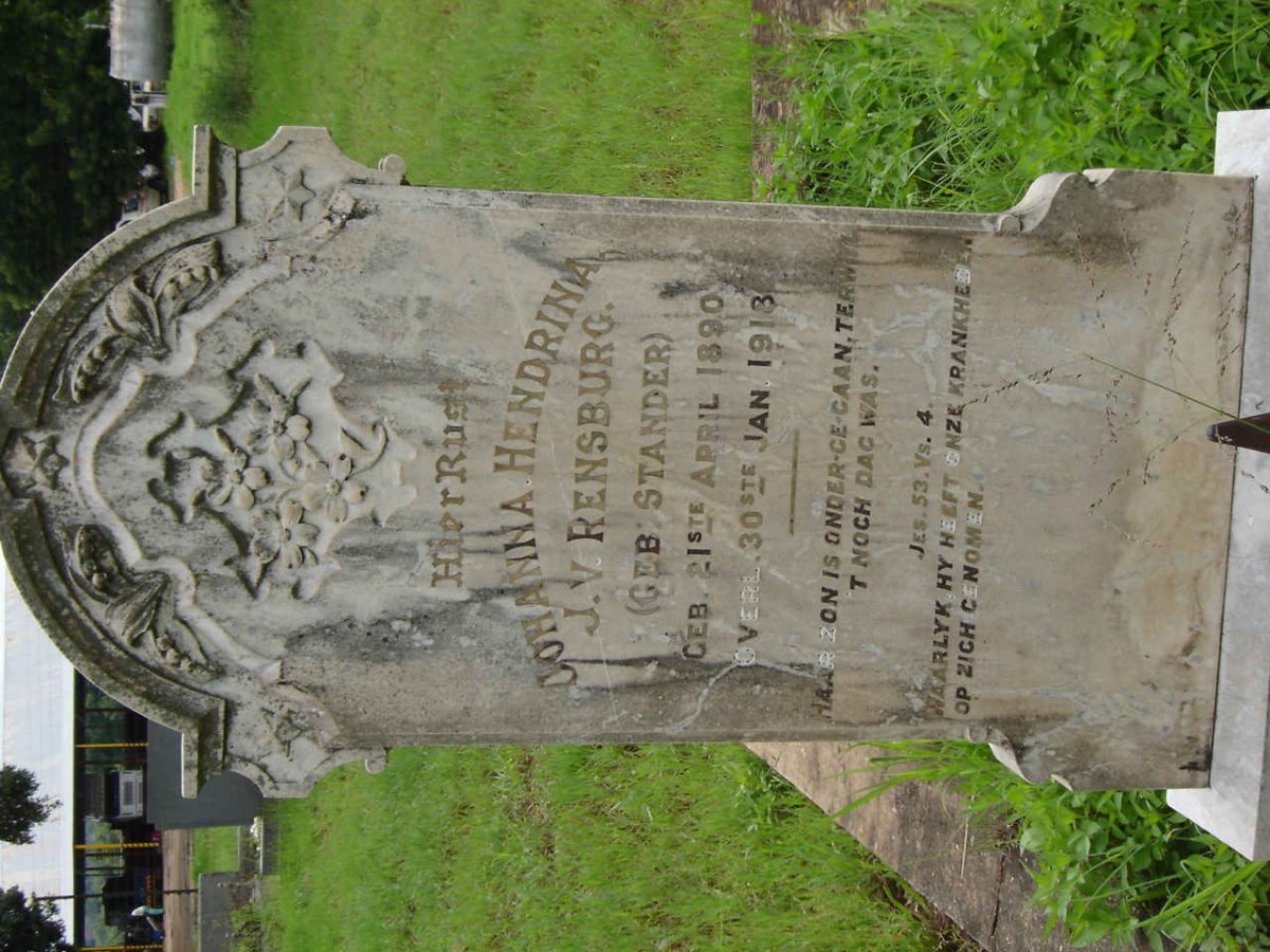 RENSBURG Johanna Hendrina, J.v. nee STANDER 1890-1918