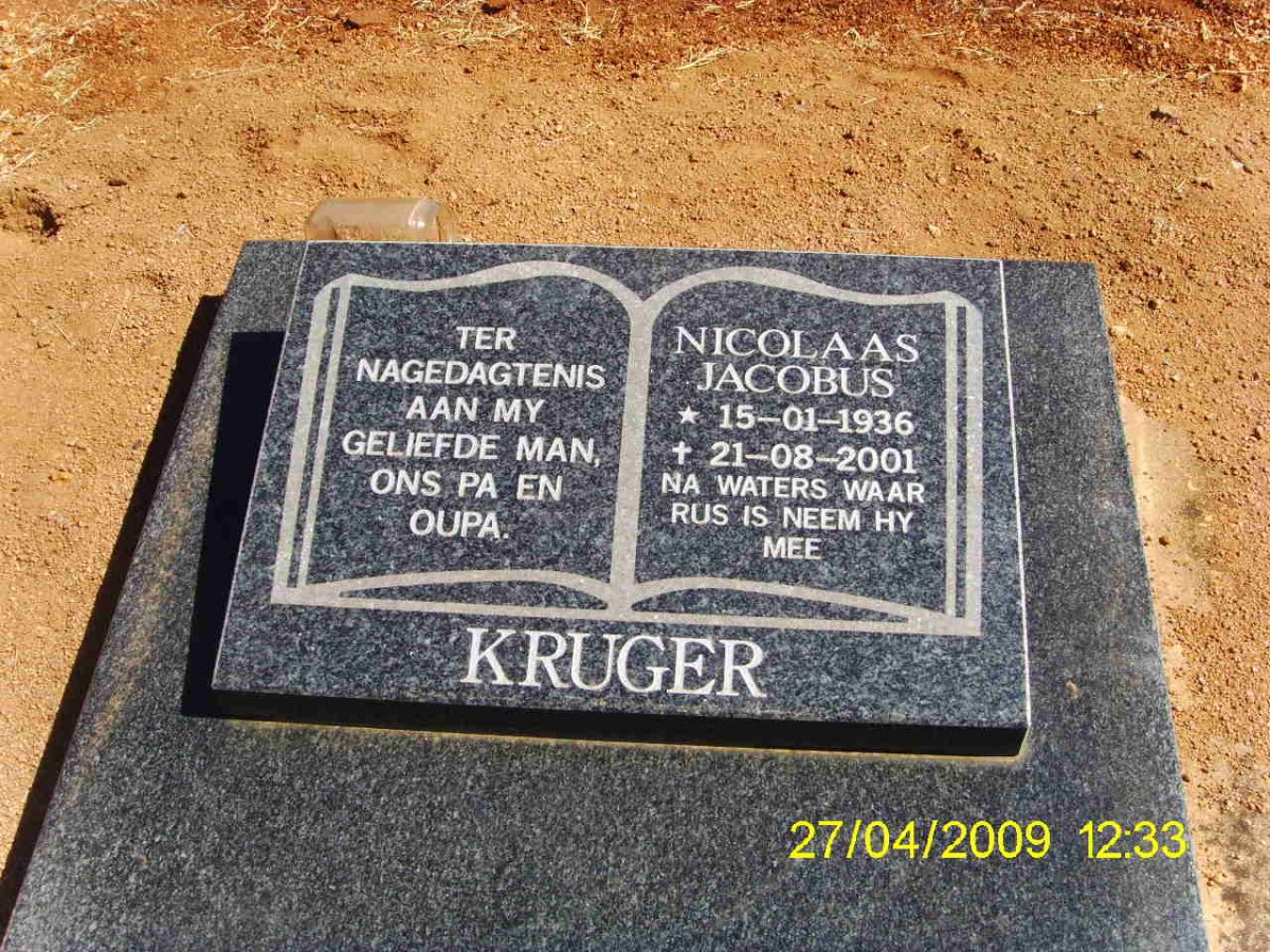 KRUGER Nicolaas Jacobus 1936-2001