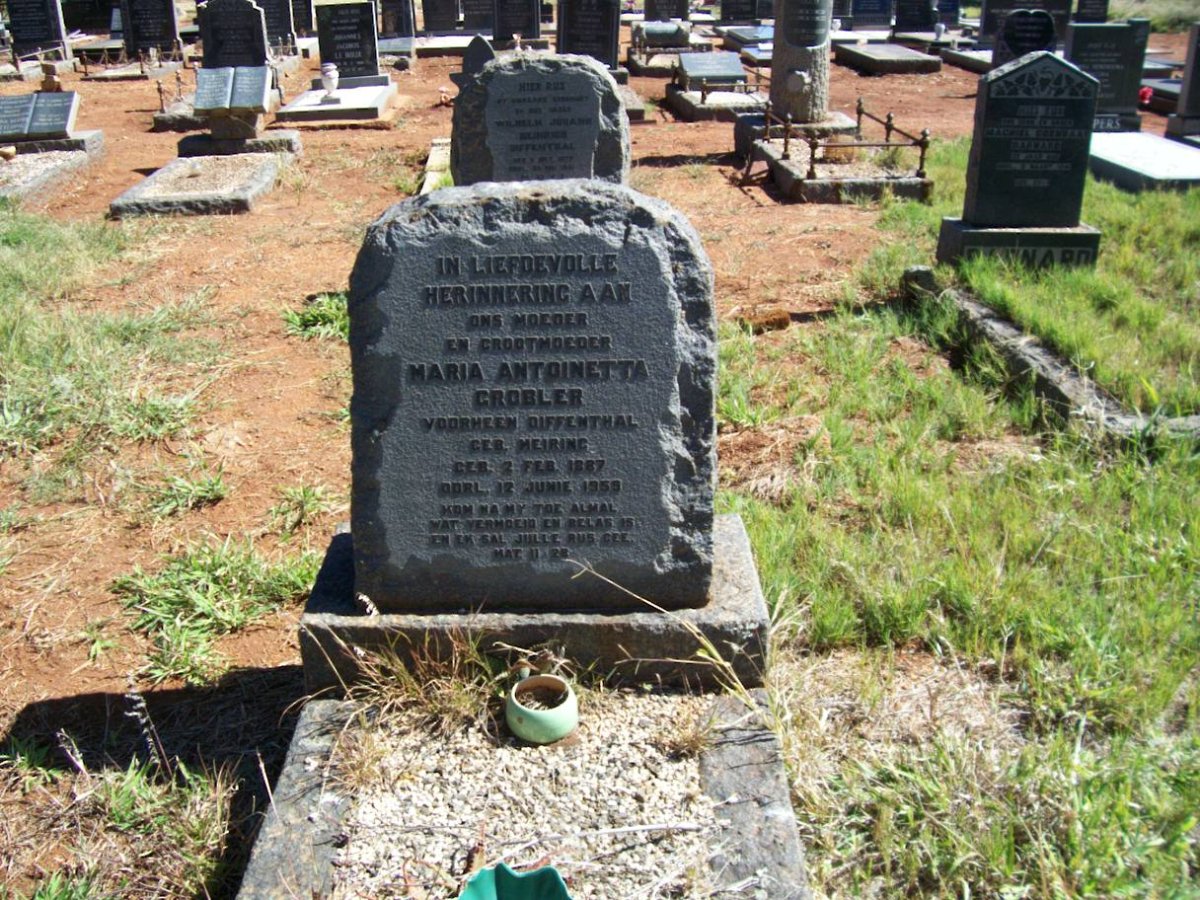 GROBLER Maria Antoinetta formerly DIFFENTHAL nee MEIRING 1887-1959