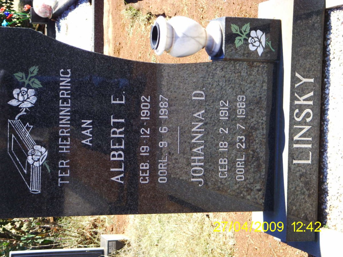 LINSKY Albert E. 1902-1987 &amp; Johanna D. 1912-1989
