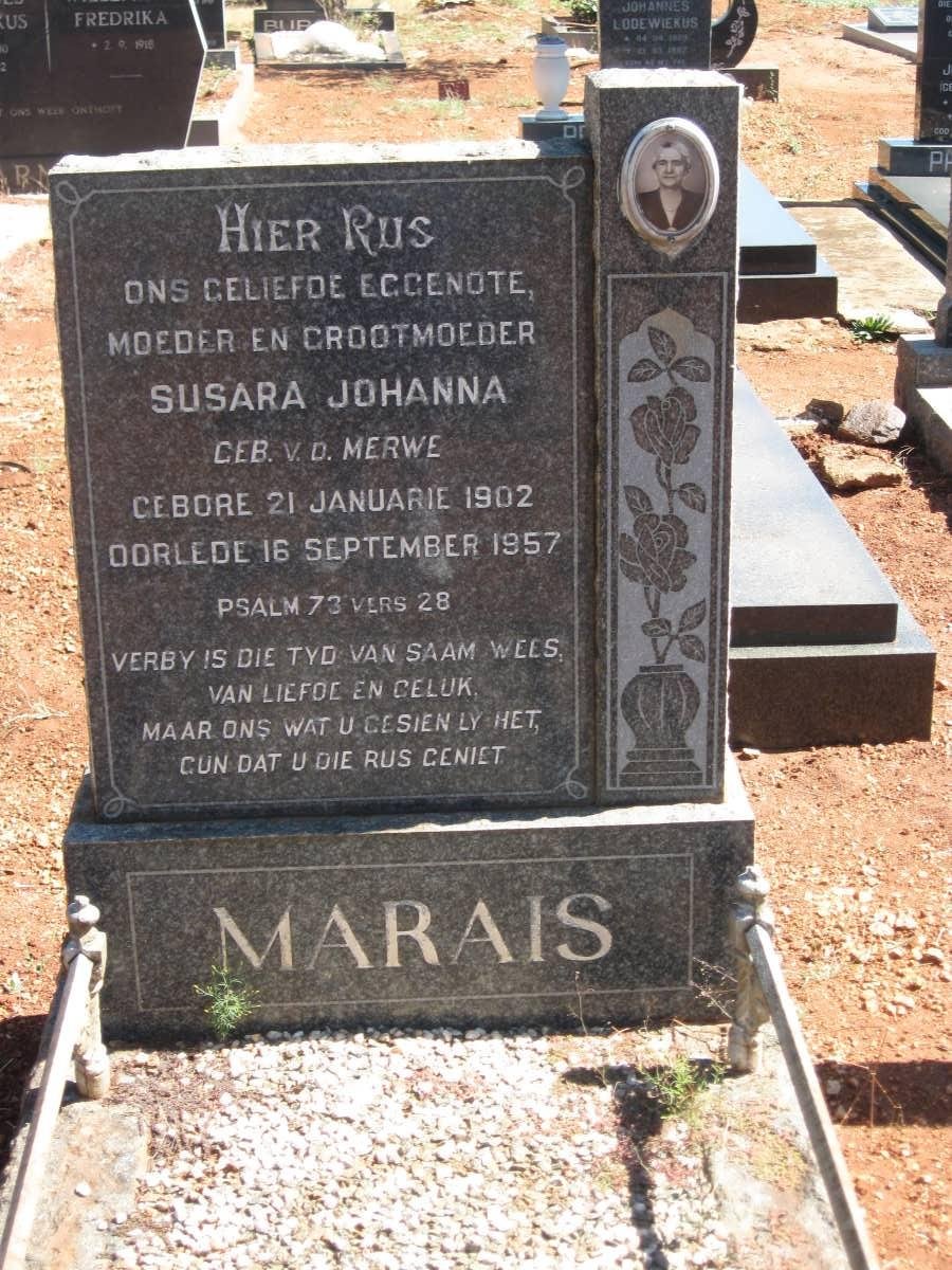 MARAIS Susara Johanna nee VAN DER MERWE 1902-1957