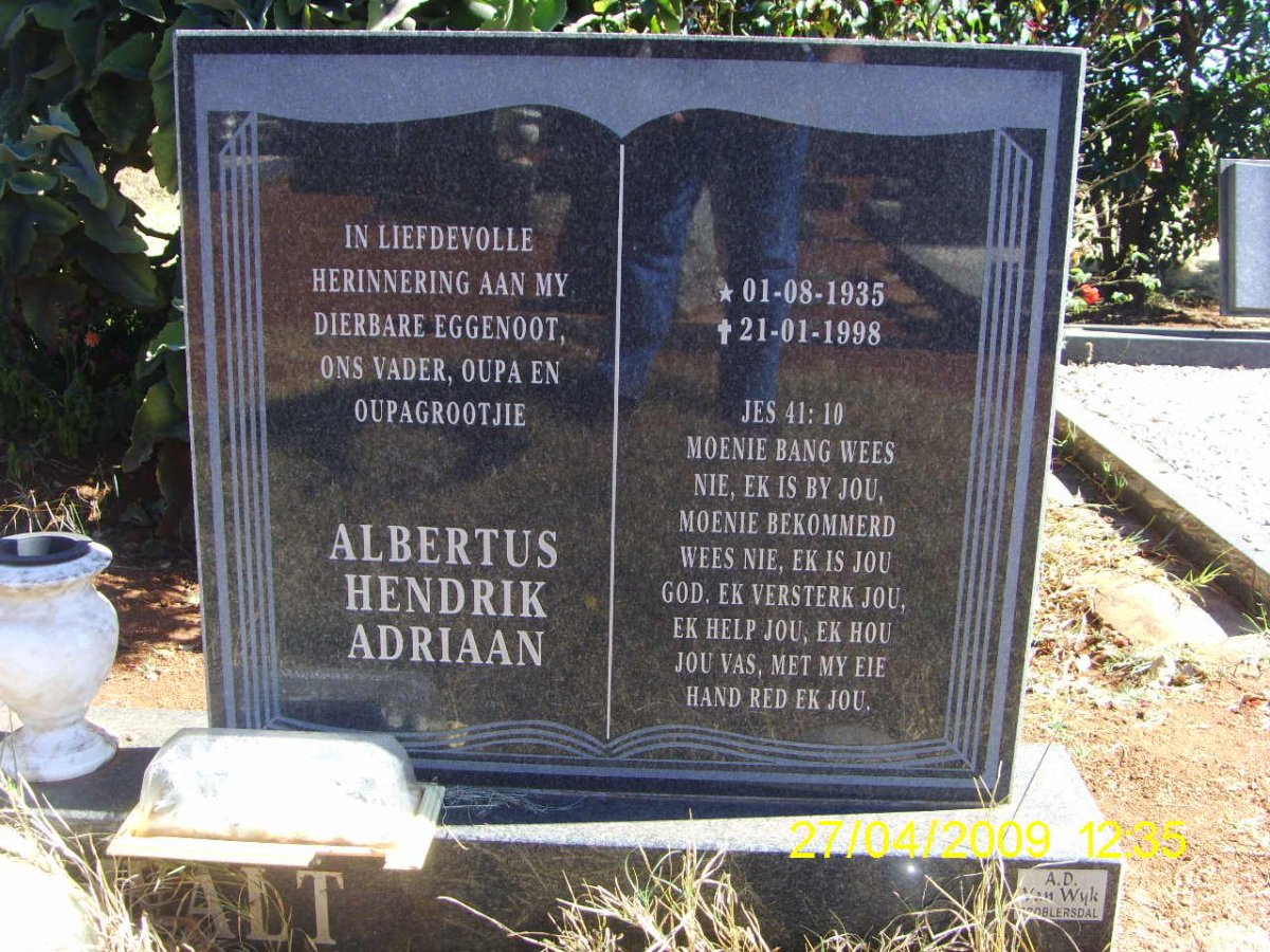 WALT Albertus Hendrik Adriaan,van der 1935-1998