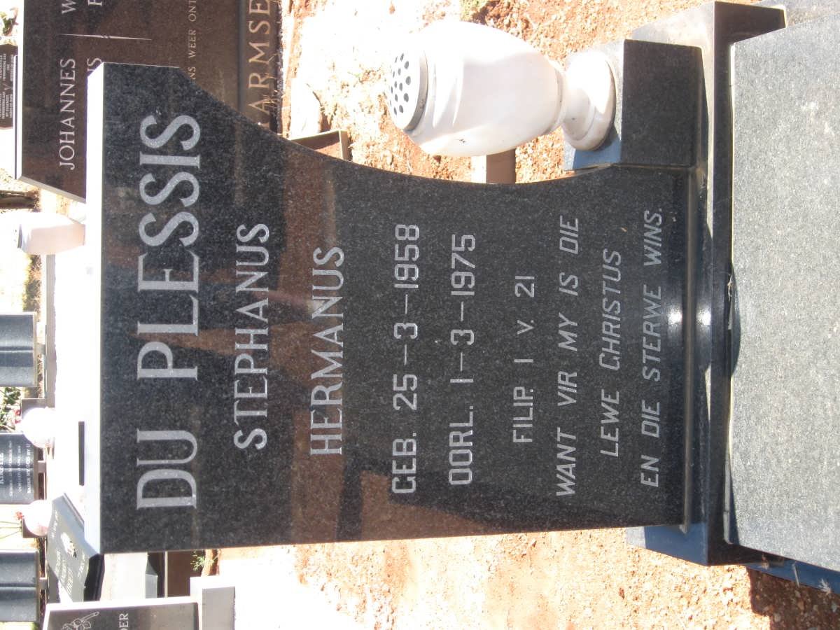 PLESSIS Stephanus Hermanus, du 1958-1975