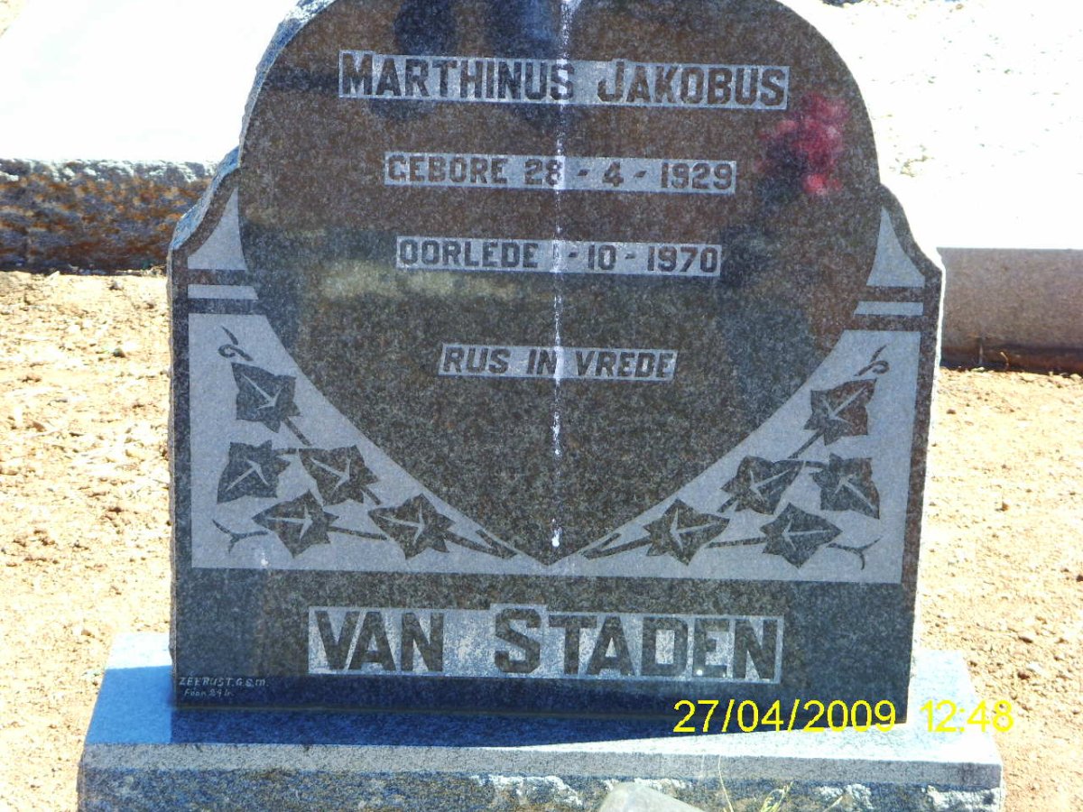 STADEN Marthinus Jakobus, van 1929-1970