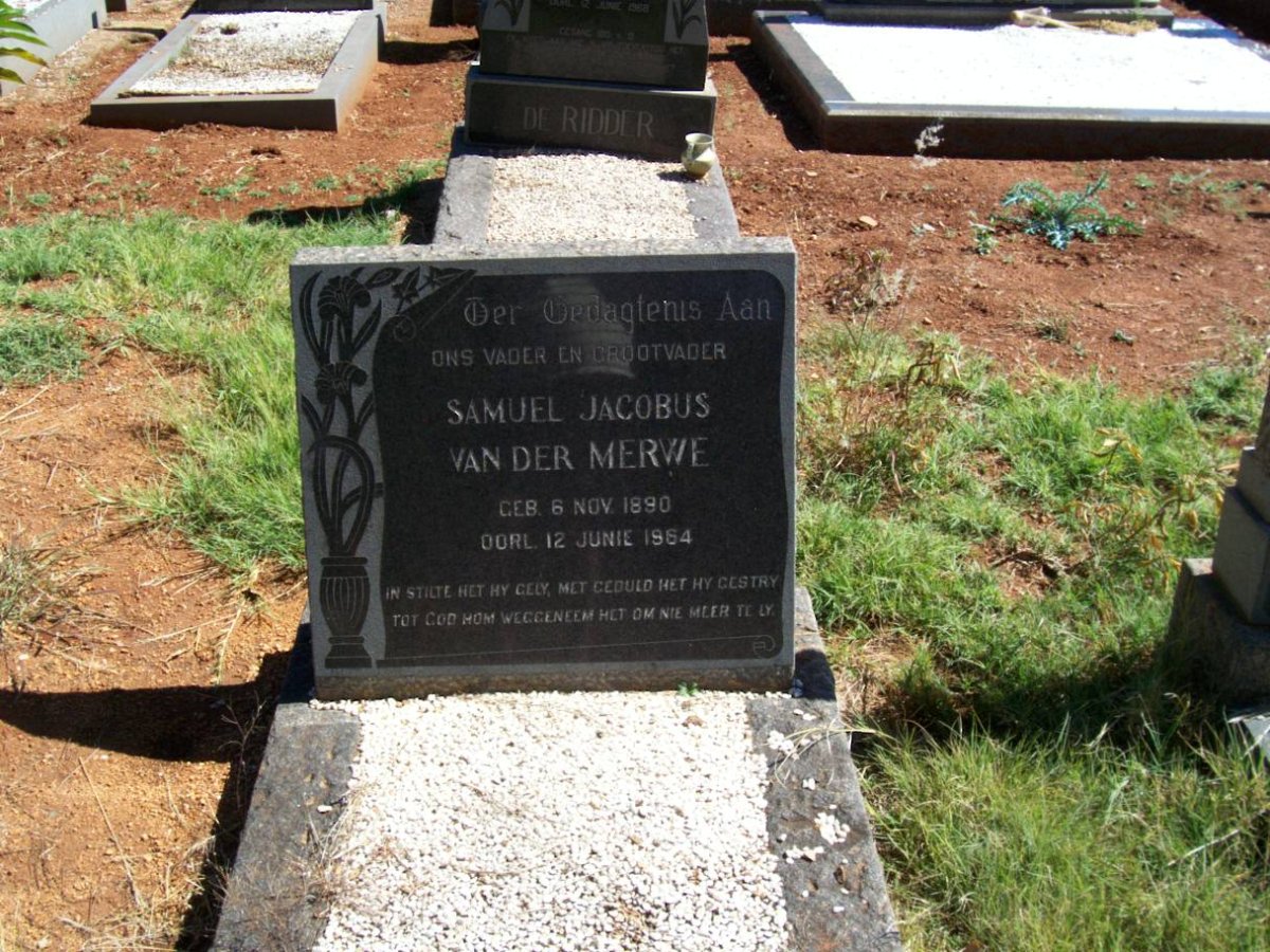 MERWE Samuel Jacobus, van der 1890-1984