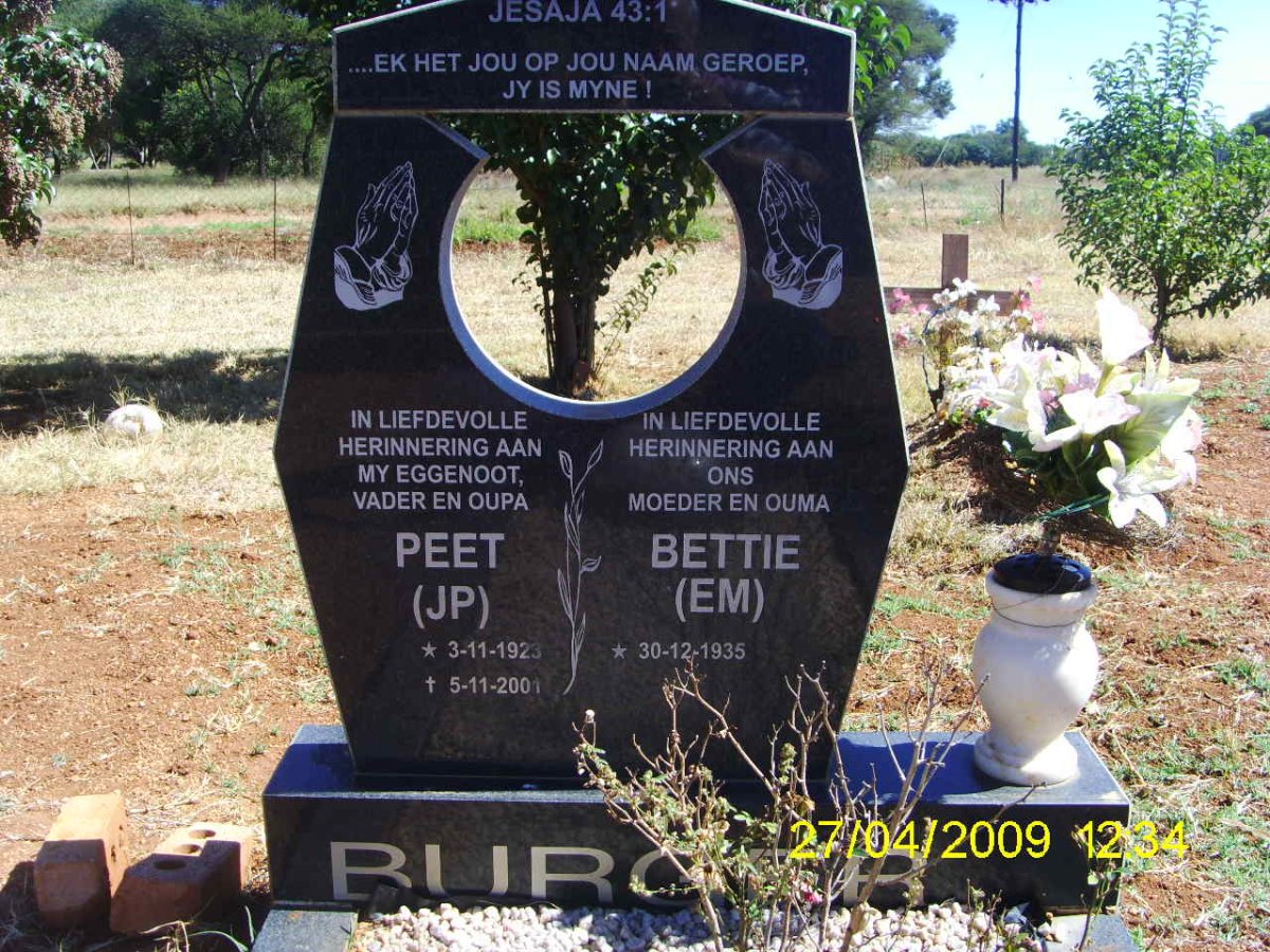 BURGER J.P. 1923-2001 &amp; E.M. 1935-