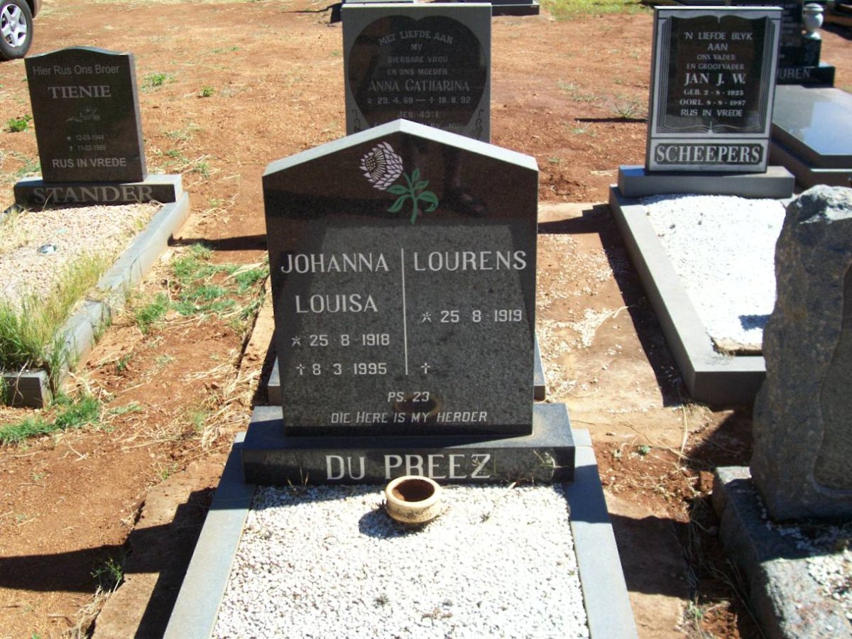 PREEZ Lourens, du 1919- &amp; Johanna Louisa 1918-1995