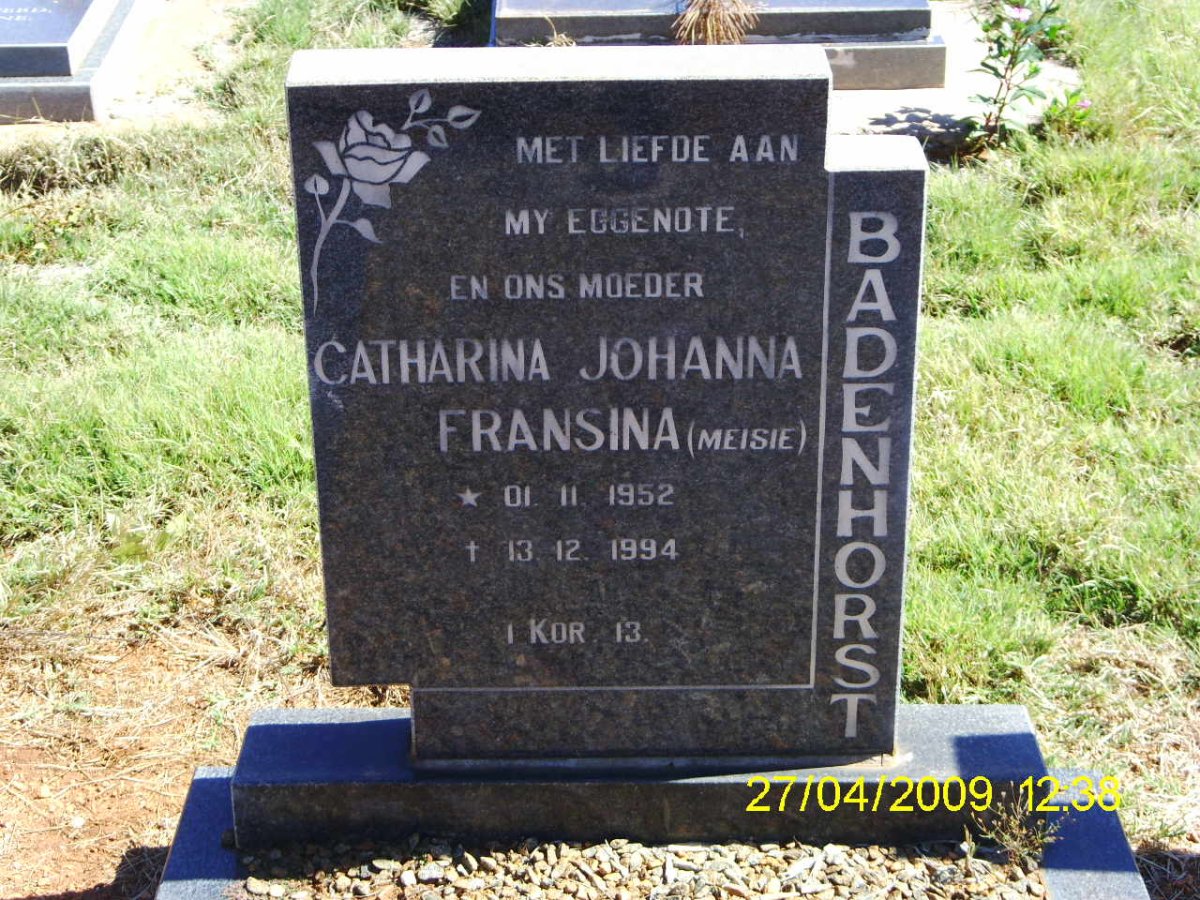 BADENHORST Catharina Johanna Fransina 1952-1994