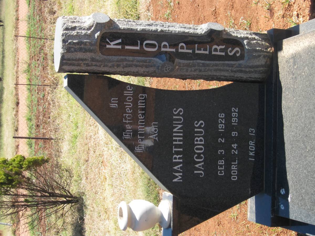 KLOPPERS Marthinus Jacobus 1926-1992
