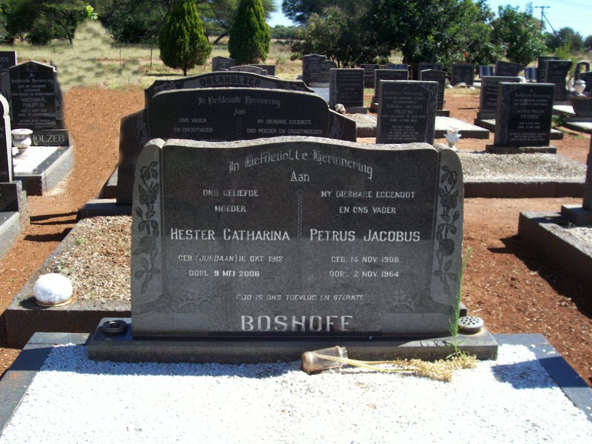 BOSHOFF Petrus Jacobus 1908-1964 &amp; Hester Catharina JORDAAN 1912-2006