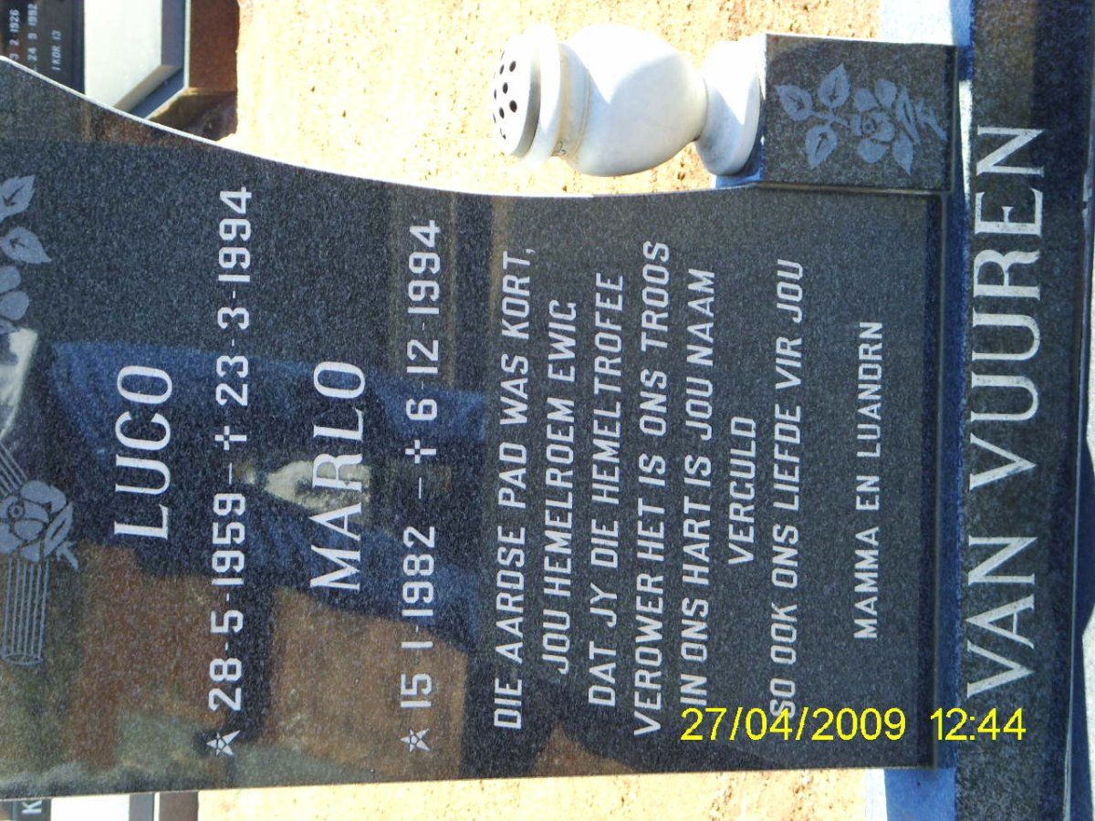VUUREN Luco, van 1959-1994 :: VUUREN Marlo, van 1982-1994