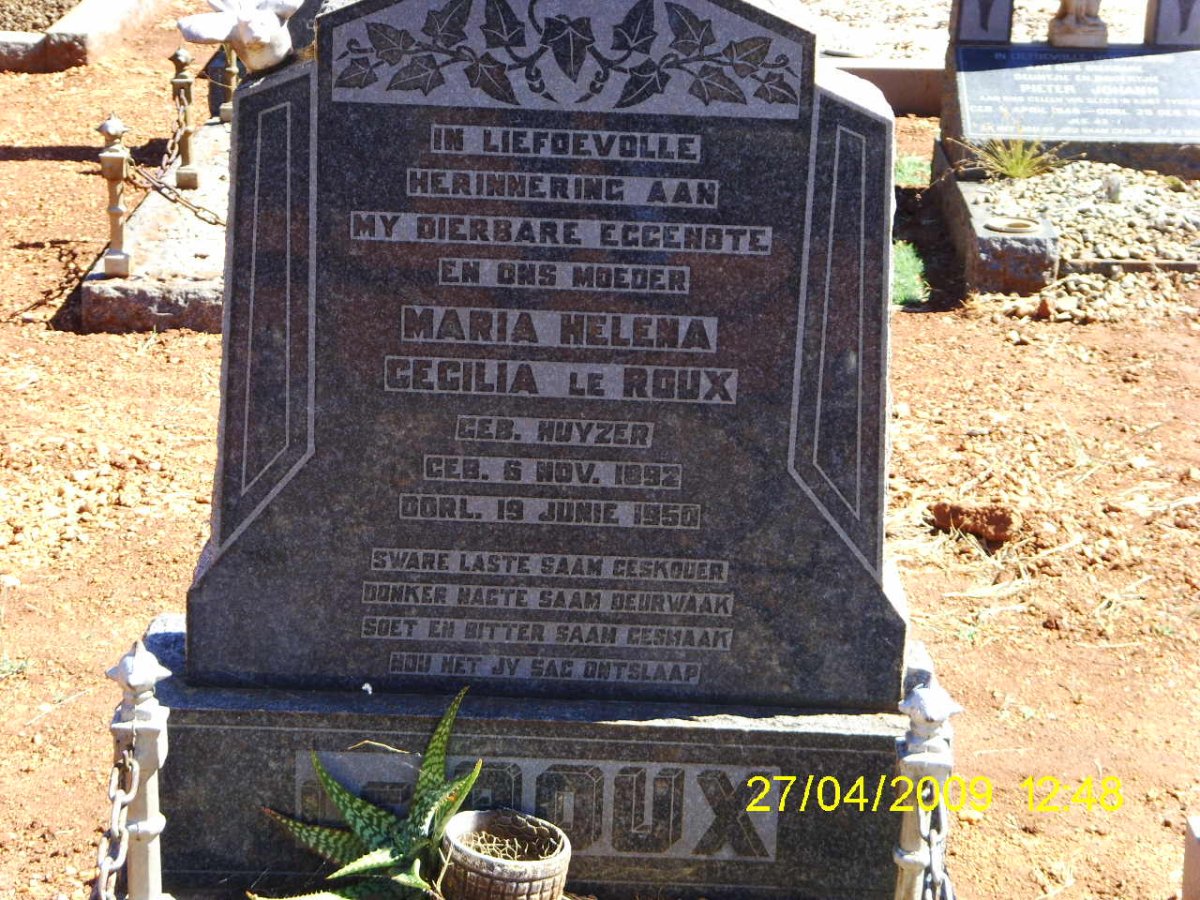 ROUX Maria Helena Cecilia, le nee HUYZER 1892-1950