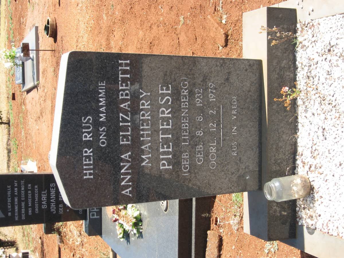 PIETERSE Anna Elizabeth Maherry nee LIEBENBERG 1932-1979