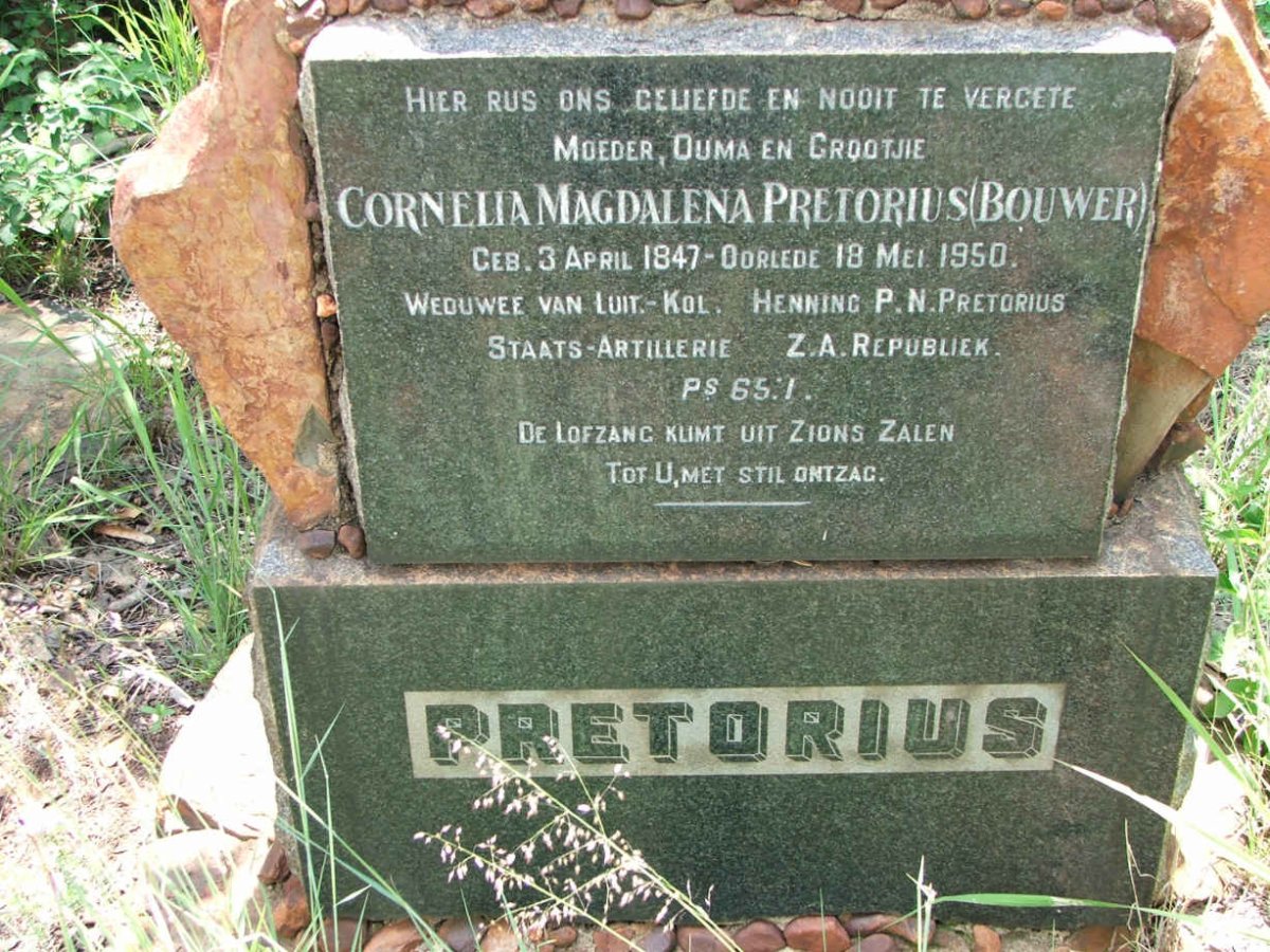 PRETORIUS Cornelia Magdalena nee BOUWER 1847-1950