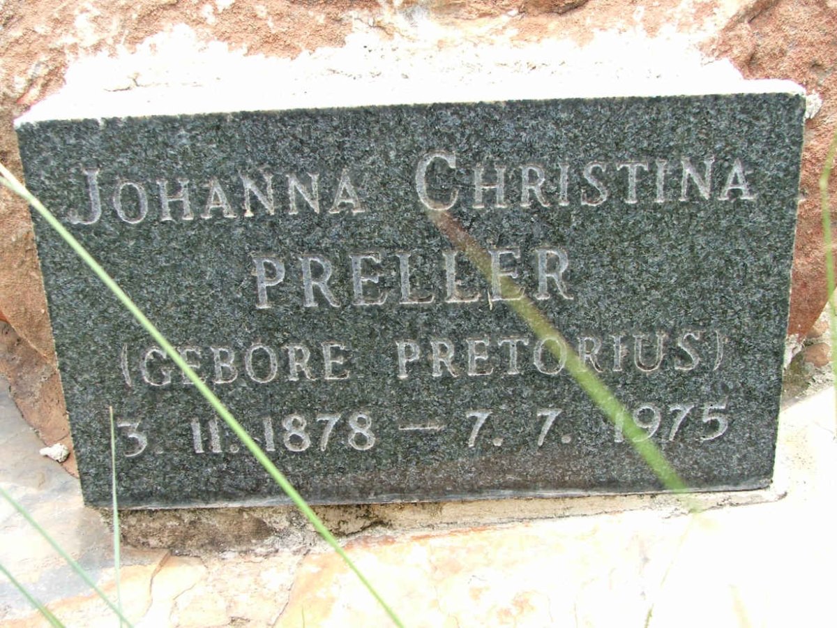 PRELLER Johanna Christina nee PRETORIUS 1878-1975