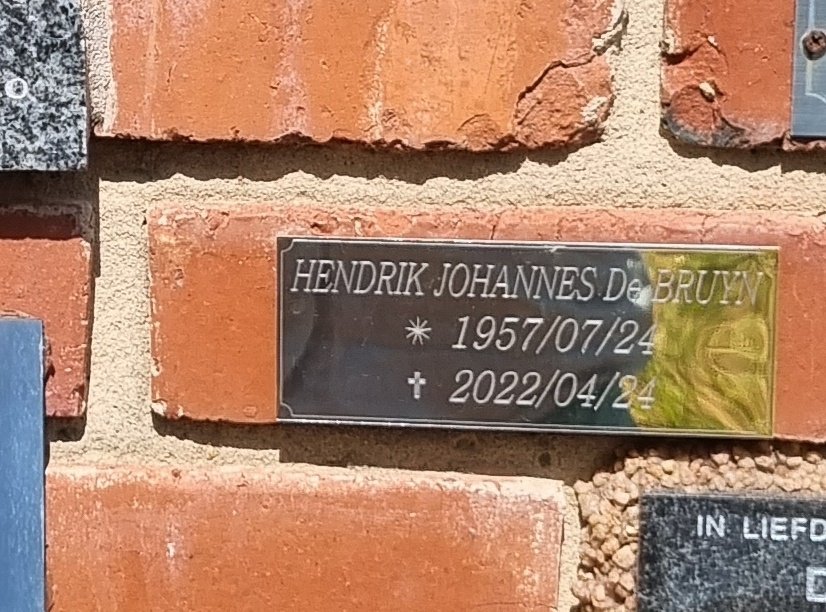 BRUYN Hendrik Johannes, de 1957-2022