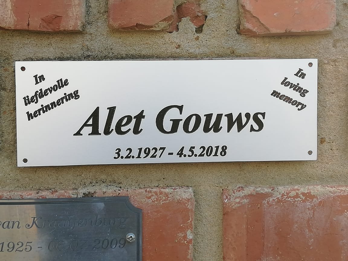 GOUWS Alet 1927-2018