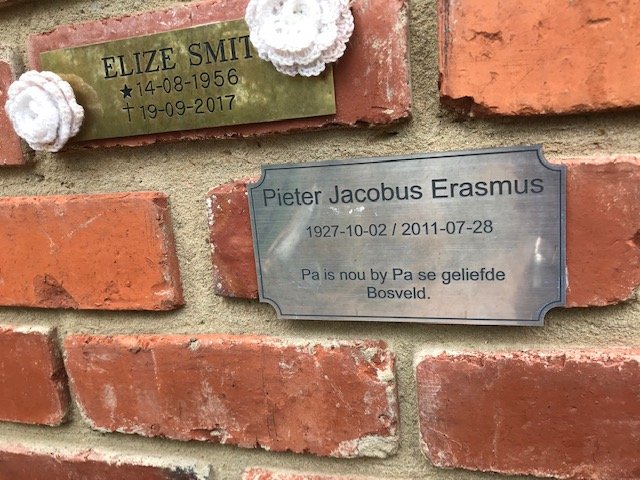 ERASMUS Pieter Jacobus 1927-2011