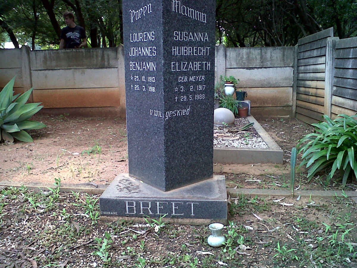 BREET Lourens Johannes Benjamin 1913-1981 &amp; Susanna Huibrecht Elizabeth MEYER 1917-1988