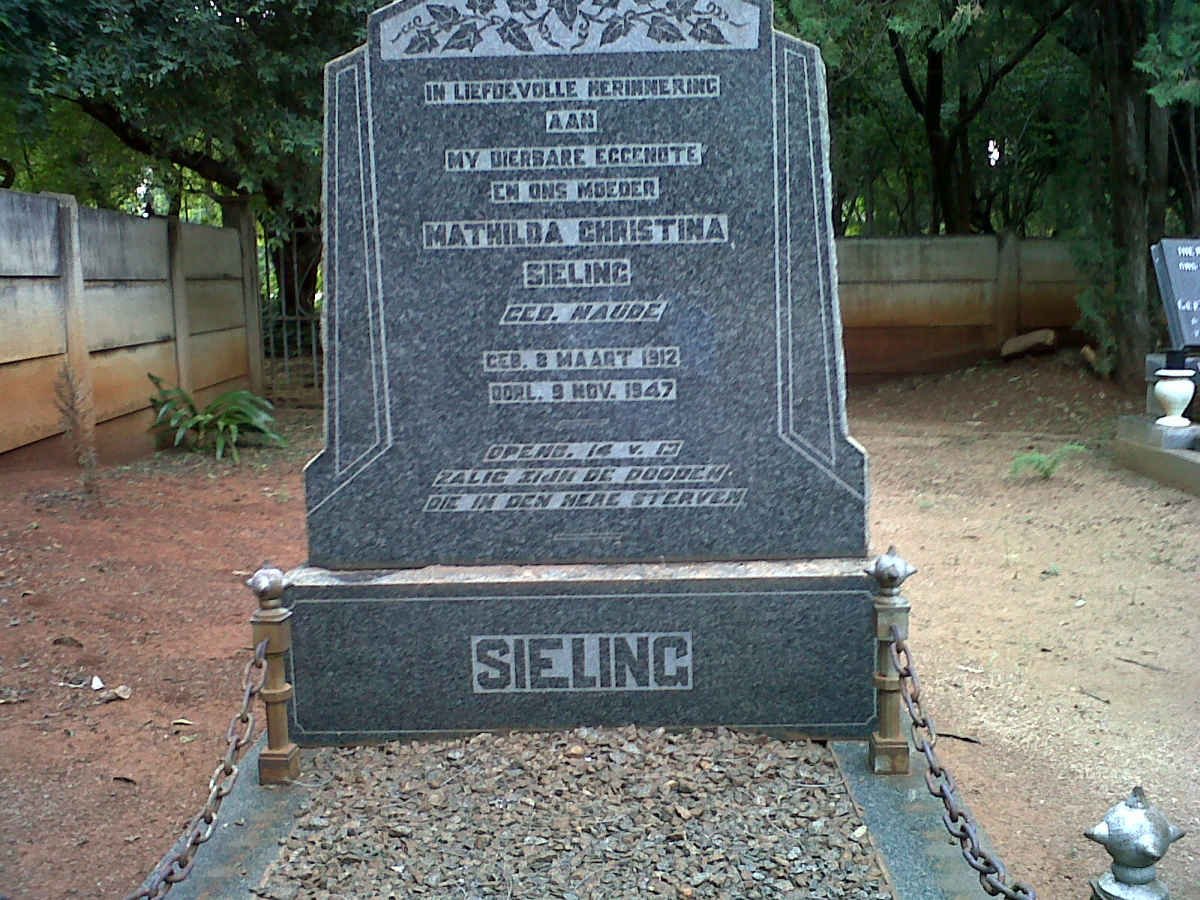 SIELING Mathilda Christina nee NAUDE 1912-1947