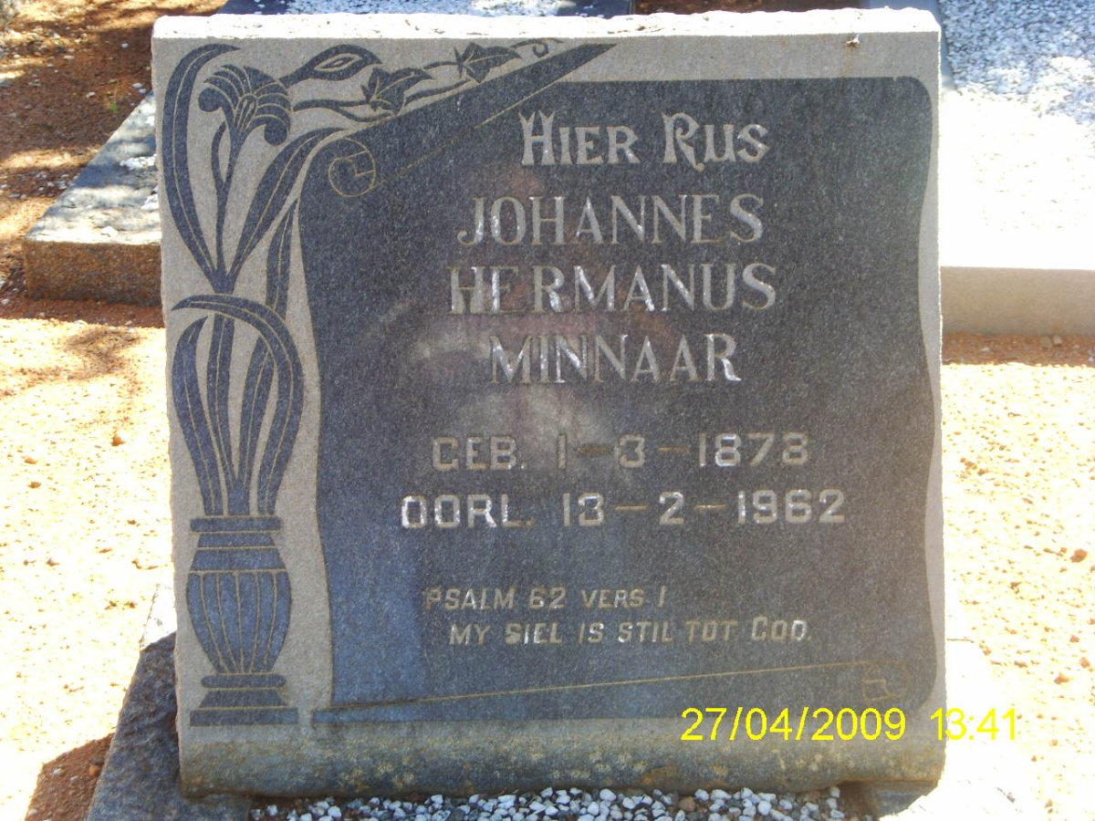 MINNAAR Johannes Hermanus 1878-1962