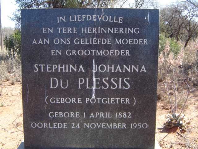 PLESSIS Stephina Johanna, du  nee POTGIETER 1882-1950