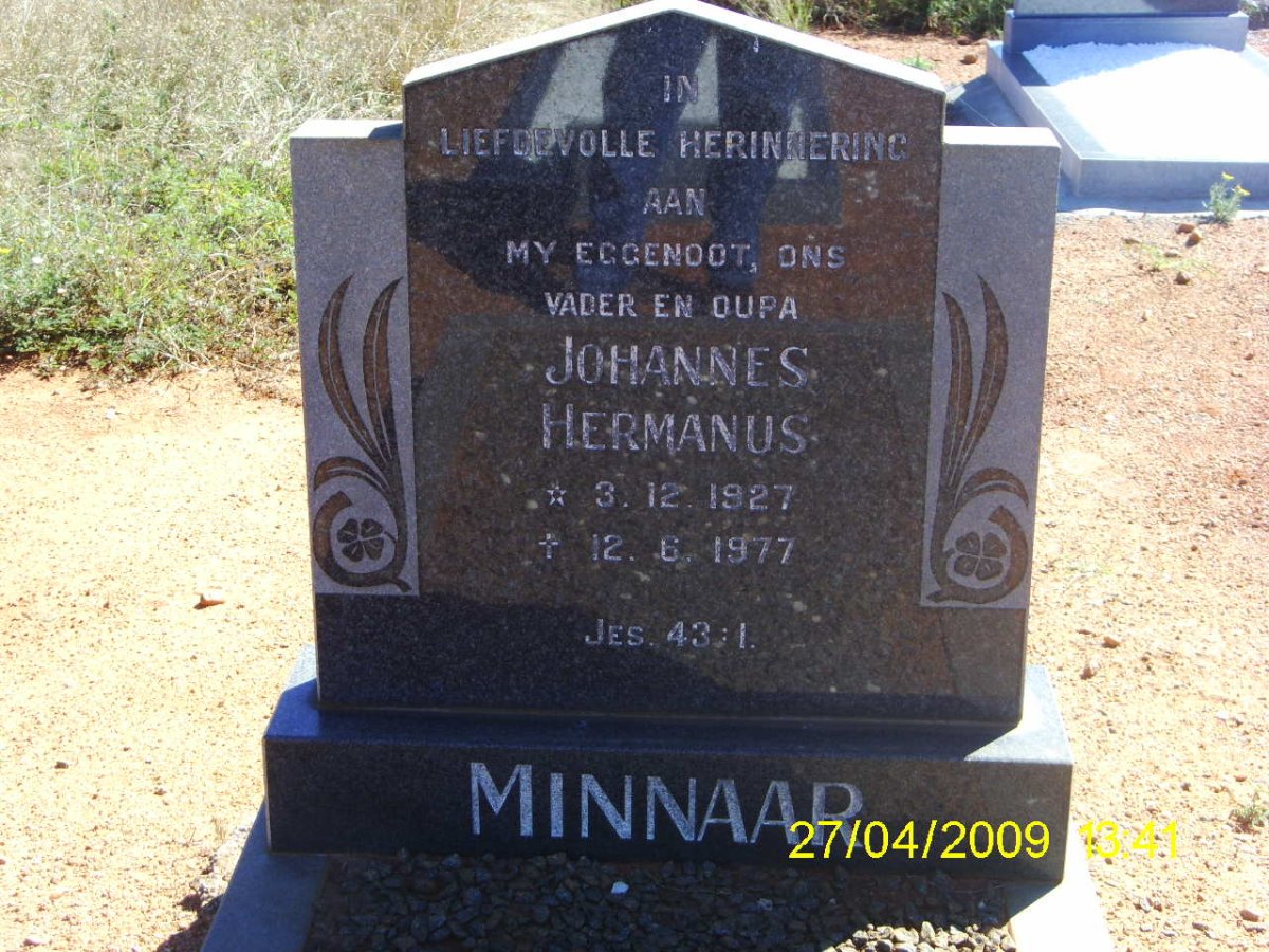 MINNAAR Johannes Hermanus 1927-1977