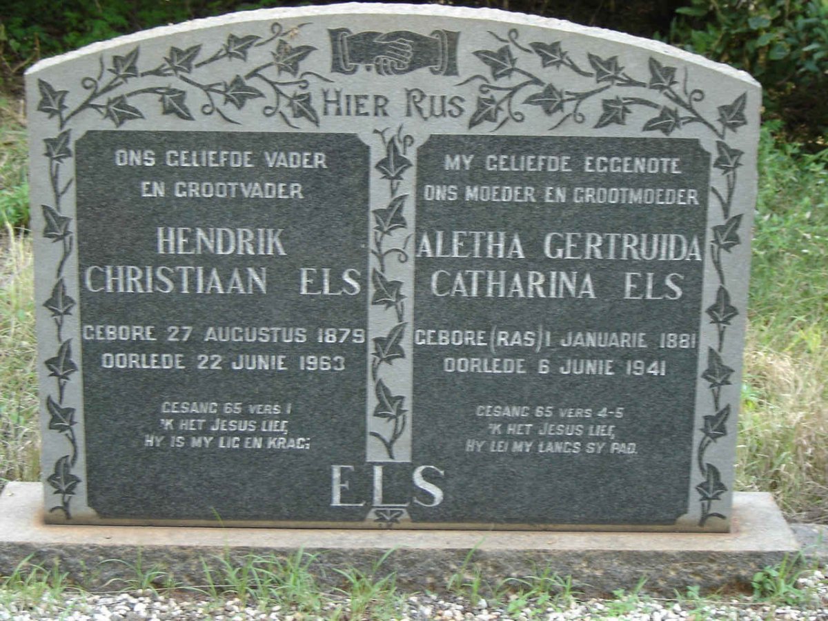 ELS Hendrik Christiaan 1879-1963 &amp; Aletha Gertruida Catherina RAS 1881-1941