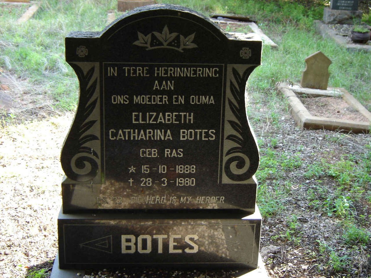 BOTES Elizabeth Catharina nee RAS 1888-1980