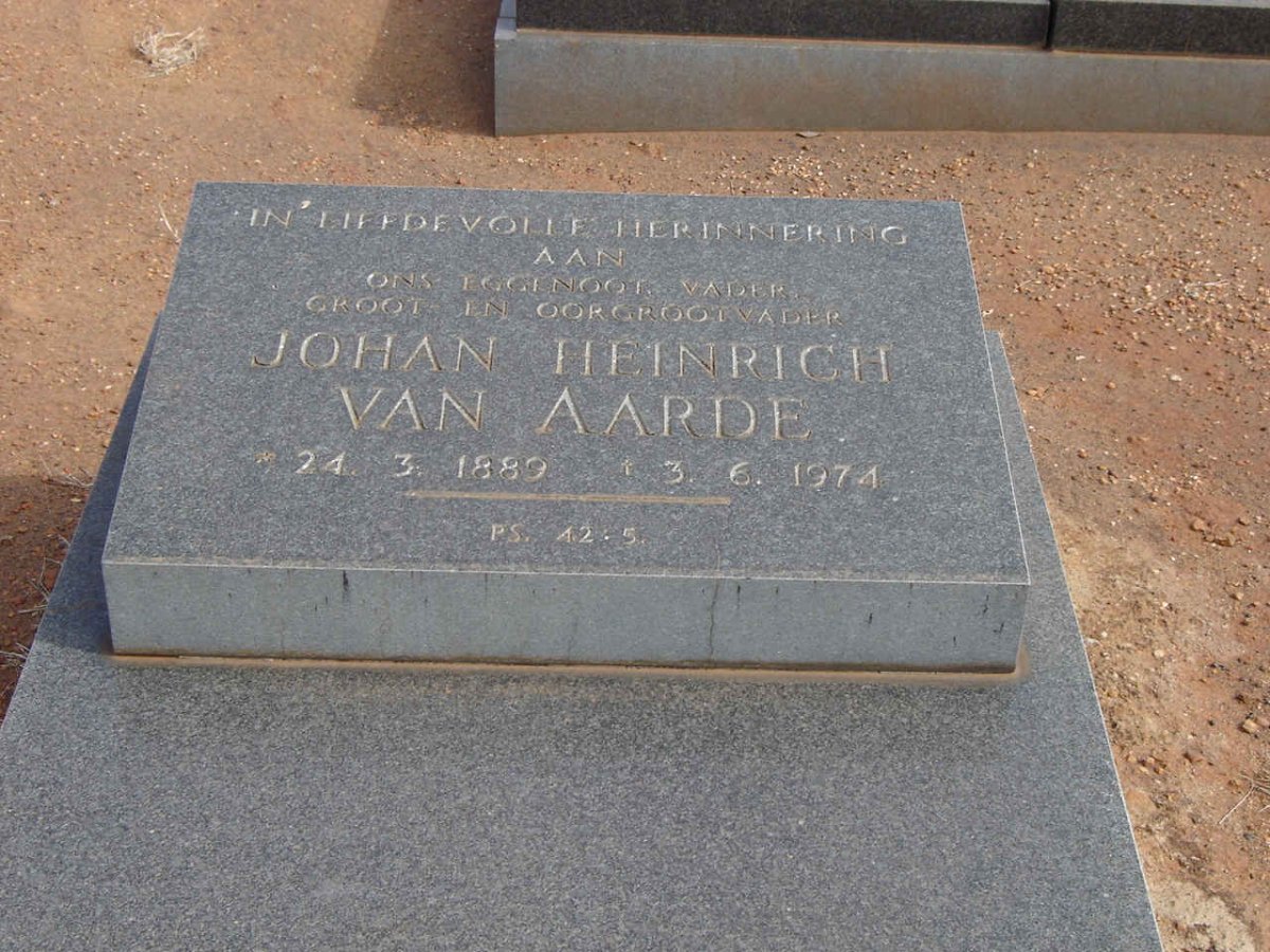 AARDE Johan Heinrich, van 1889-1974