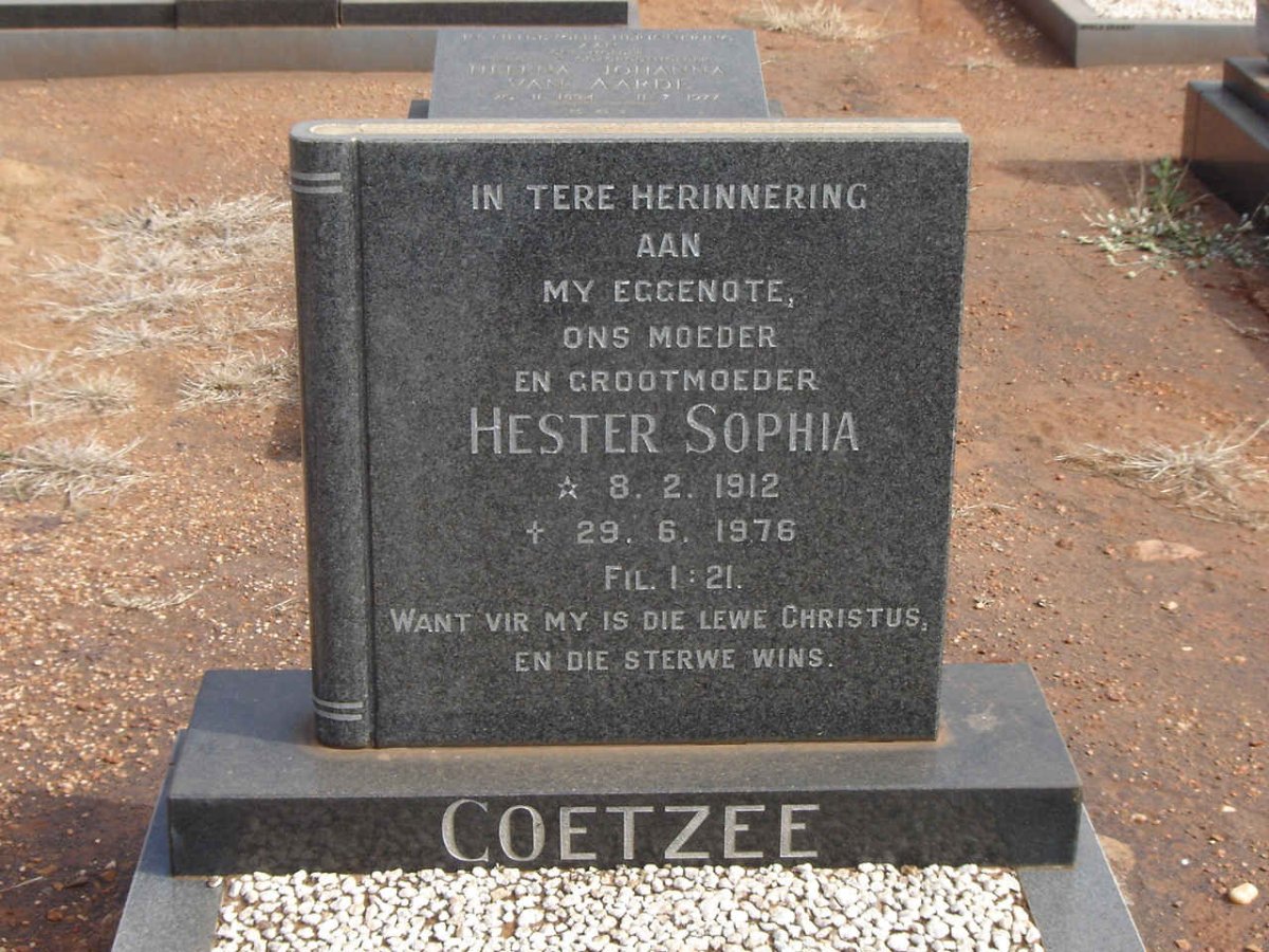 COETZEE Hester Sophia 1912-1976