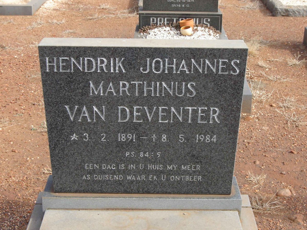 DEVENTER Hendrik Johannes Marthinus 1891-1984